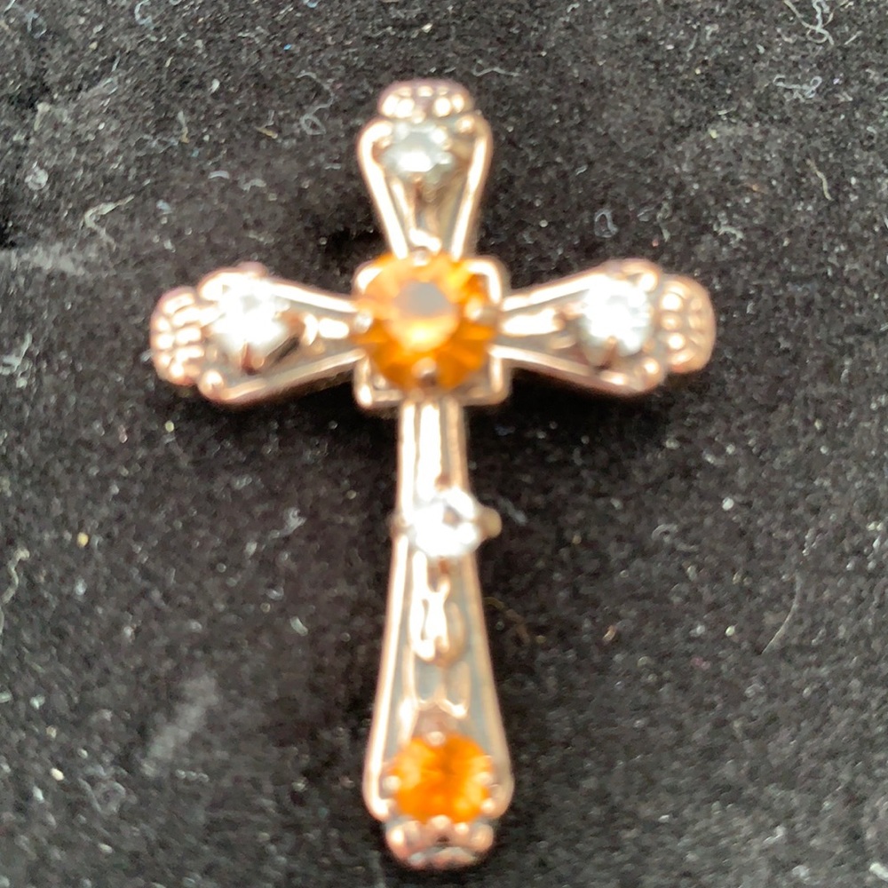 Best copper tone rhinestone broach/Slide (85)